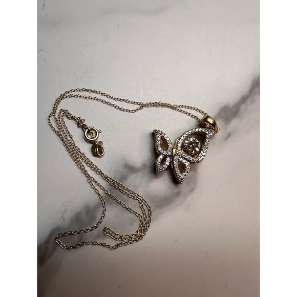Butterfly CZ pendant in YG over sterling silver with 18 inch chain - Picture 7 of 13